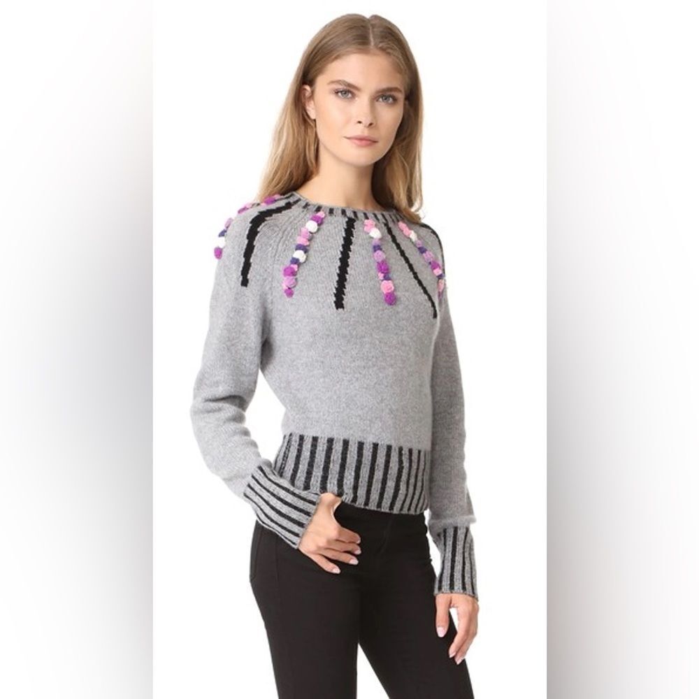Olympia Le-Tan Cashmere Margot Embroidered Sweater in Grey Medium - Picture 4 of 15